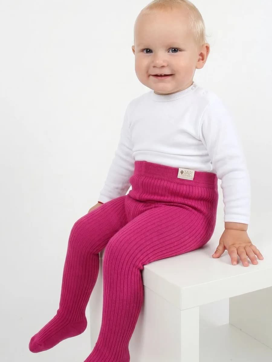 Pančuchy jemne rebrované, bonbónková, fotka 2 z 2